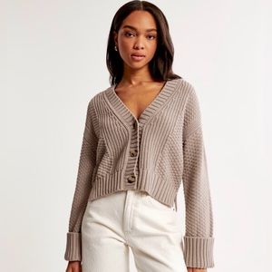 Abercrombie & Fitch - Cotton Blend Seed-Stitch Cardigan Size L